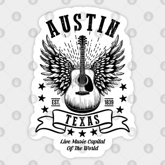 Austin Texas - Live Music Capital of the World Sticker by TwistedCharm